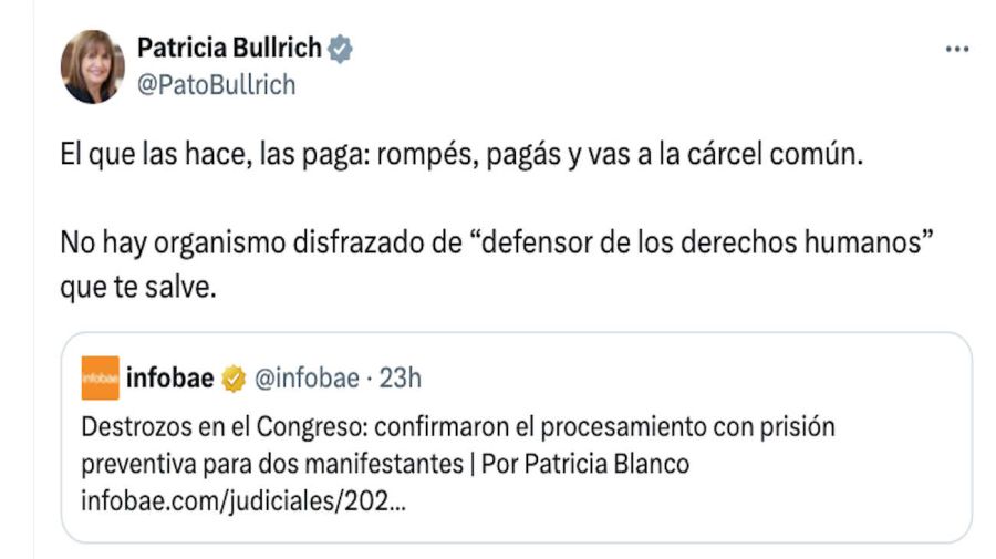 Patricia Bullrich Tweet 20240712