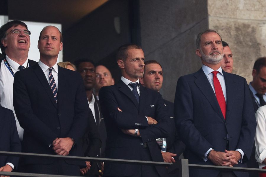 Felipe VI y la Infanta Sofia junto al príncipe William en la final de la Euro 2024