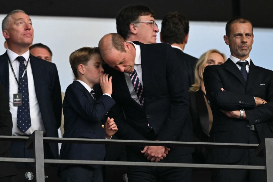 Felipe VI y la Infanta Sofia junto al príncipe William en la final de la Euro 2024