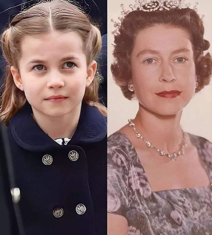 La reina Isabel II y la princesa Charlotte