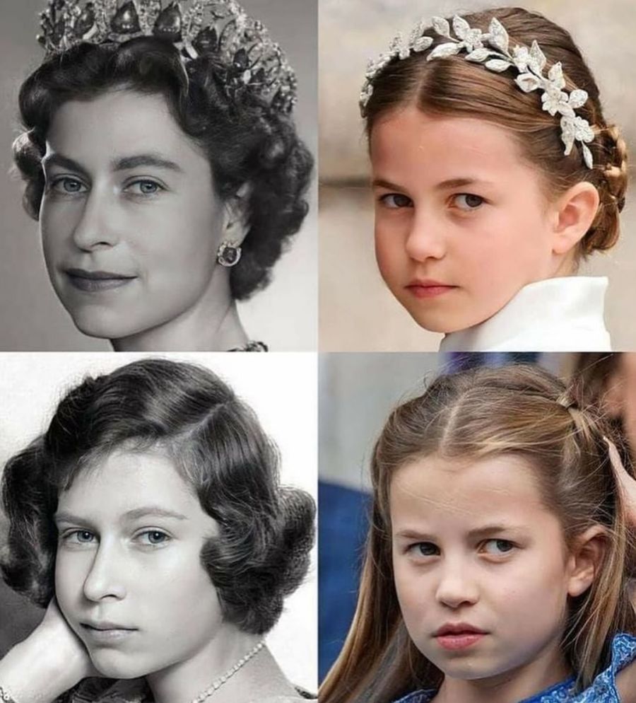 La reina Isabel II y la princesa Charlotte