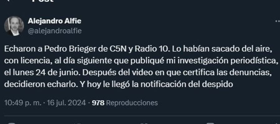 Pedro Brieger fue echado de C5N