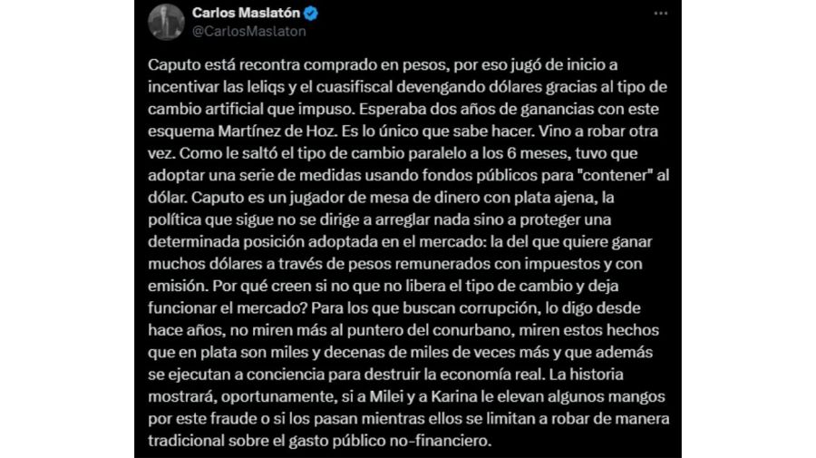 Carlos Maslatón contra Luis Caputo