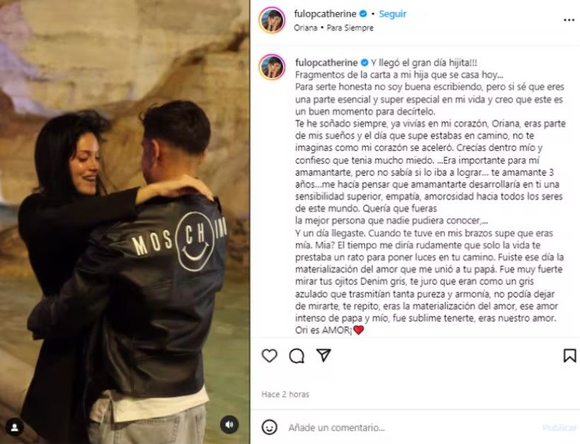 La emotiva carta de Cathy Fulop para Oriana Sabatini a horas de la boda con Paulo Dybala