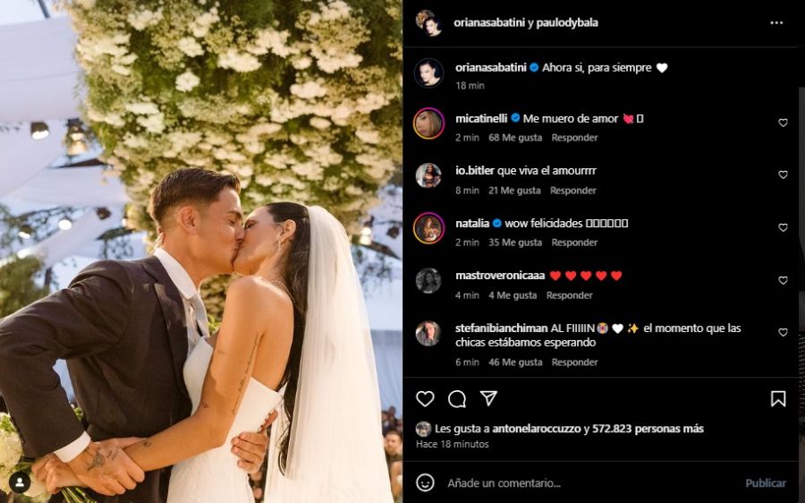 Oriana Sabatini se casó con Paulo Dybala 2