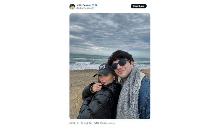 Posteo Julián Serrano en medio de la boda de Oriana Sabatini