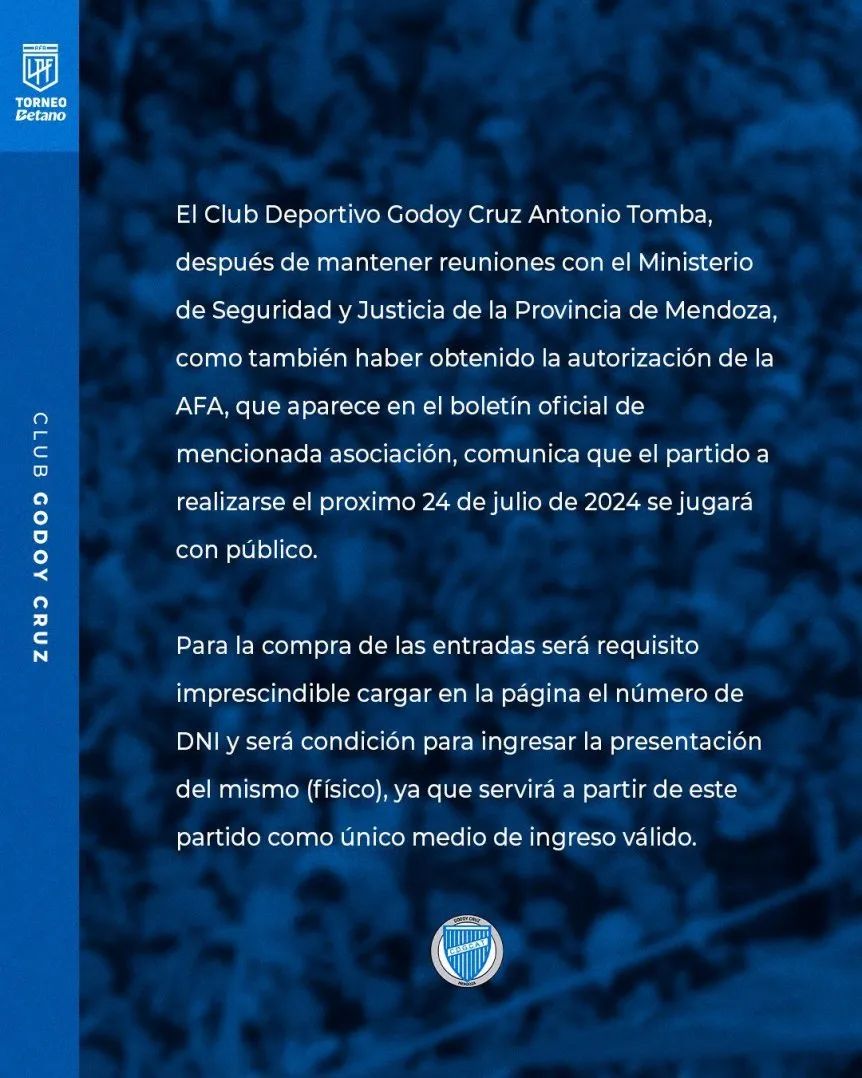 Godoy Cruz comunicado