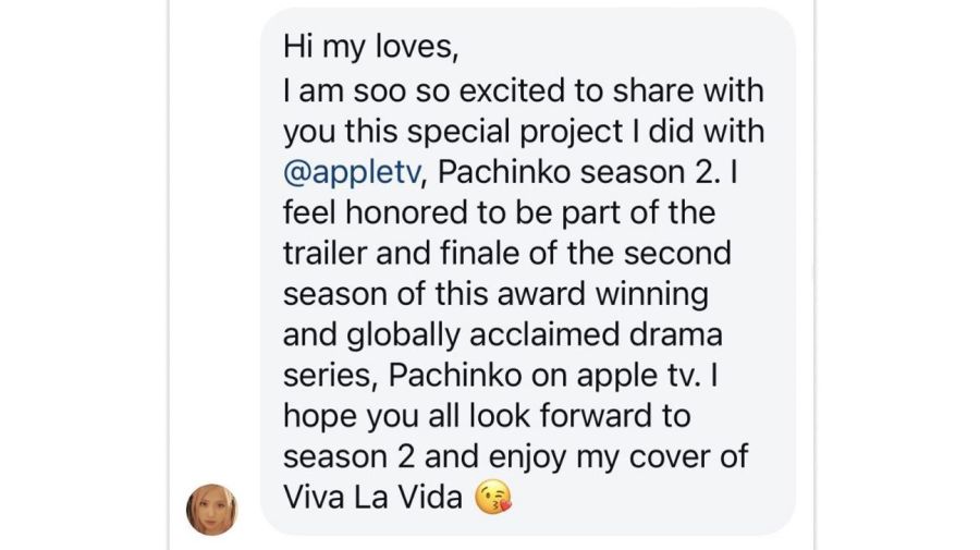 Rosé habló de su versión de Viva la vida para Pachinko