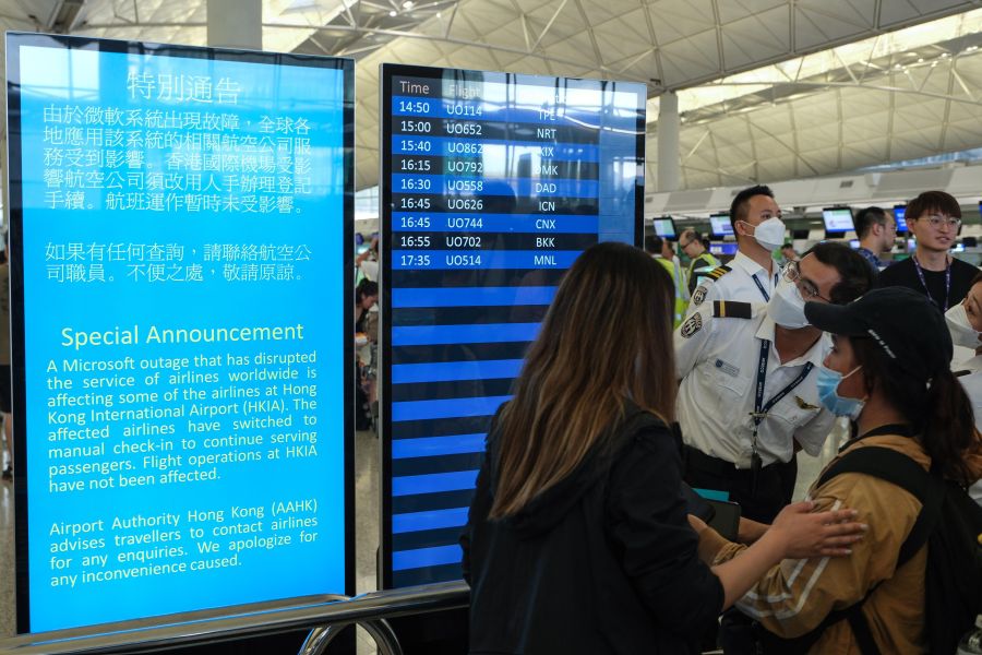 Hong Kong International Airport As Microsoft Outage Disrupts Airlines Services