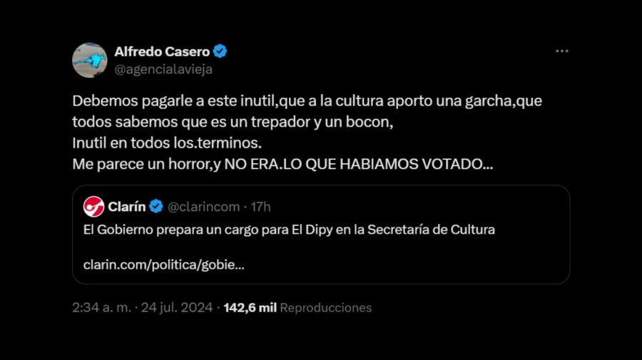 Tweet de Alfredo Casero