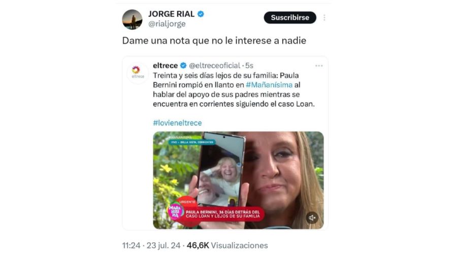 Jorge Rial contra Paula Bernini