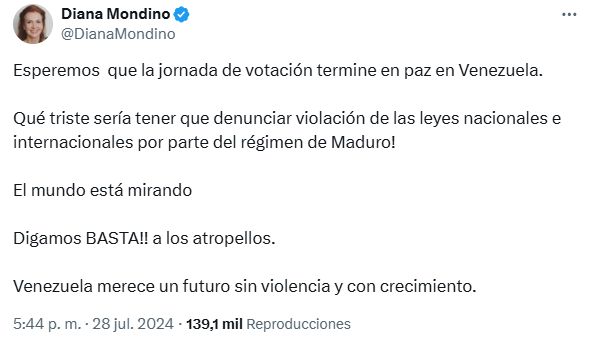 Tuit elecciones en Venezuela