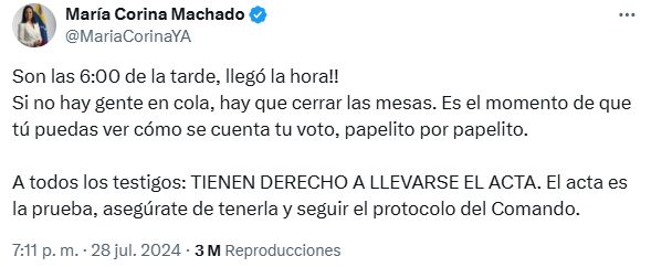 Tuit elecciones en Venezuela