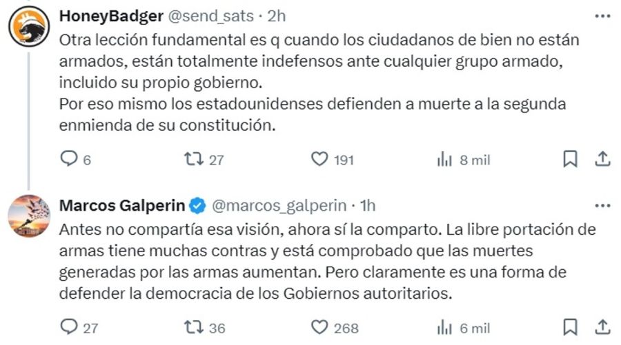 Tuit Galperin portación de armas