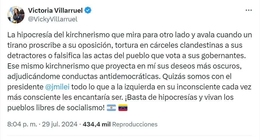 X Villarruel contra el kirchnerismo