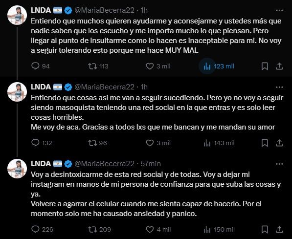 María Becerra deja las redes sociales