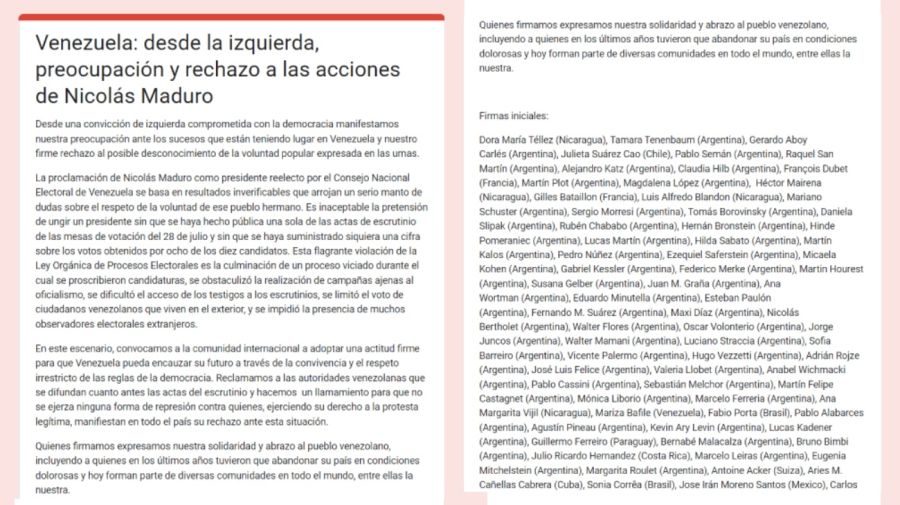 Comunicado de la izquierda independiente