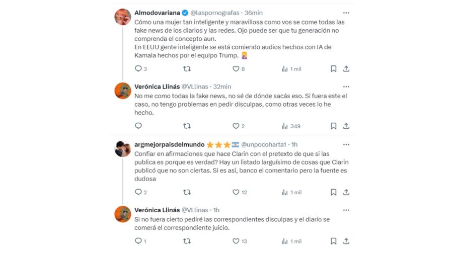 Verónica Llinás contra Alberto Fernández