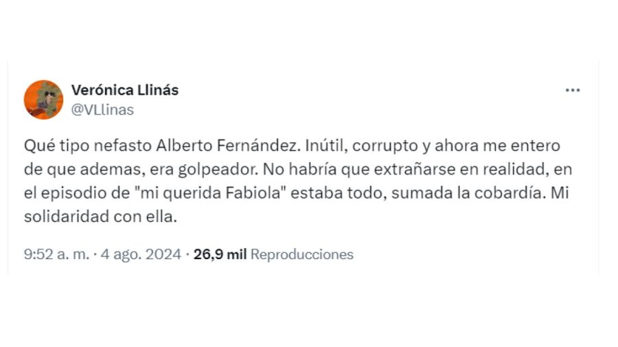 Verónica Llinás contra Alberto Fernández