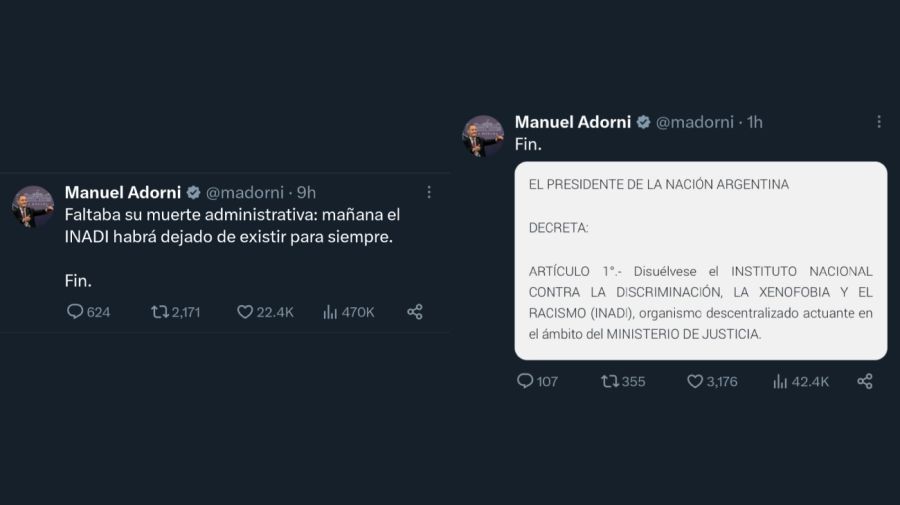 Tweet de Manuel Adorni