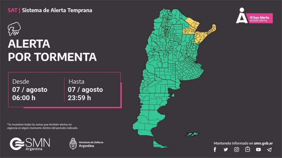 Alertas del Servicio Meteorológico Nacional 