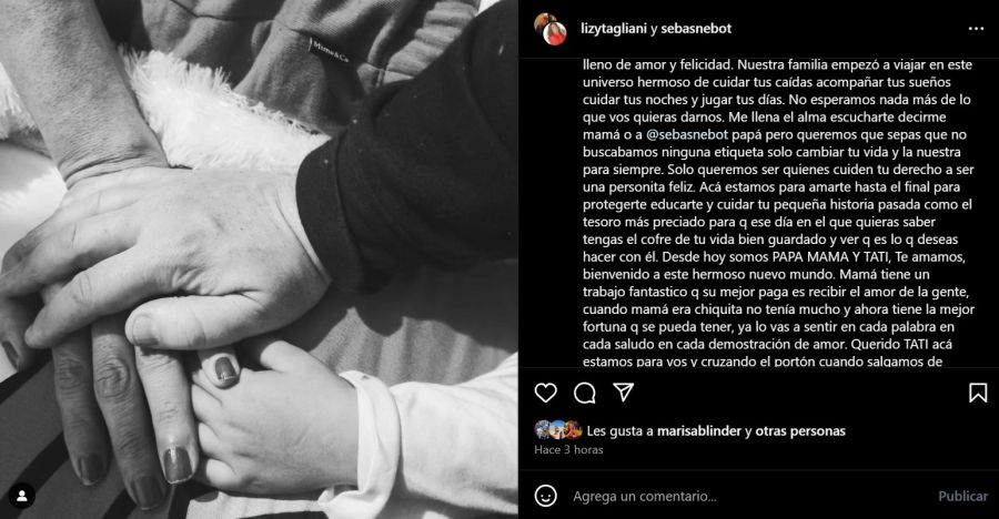 El posteo de Lizy Tagliani presentando a su hijo