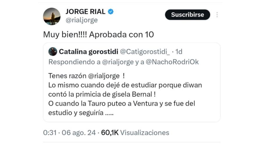 Ida y vuelta de Jorge Rial con Catalina Gorostidi 