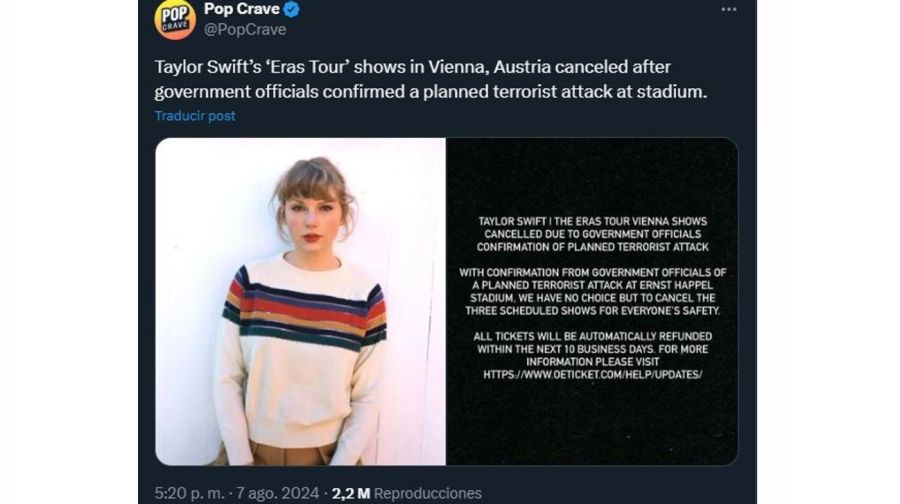 ISIS planeaba atentado contra recitales de Taylor Swift