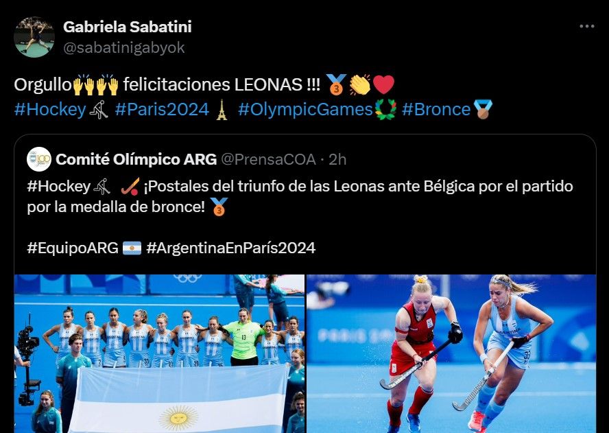 Gabriela Sabatini felicitó a Las Leonas