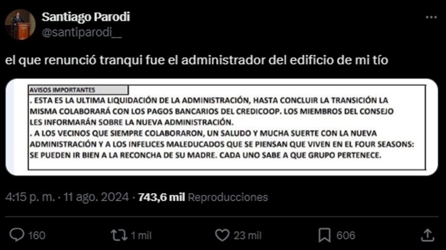 El mensaje de un administrador se hizo viral 20240812