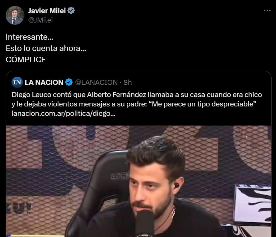 Javier Milei contra Diego Leuco