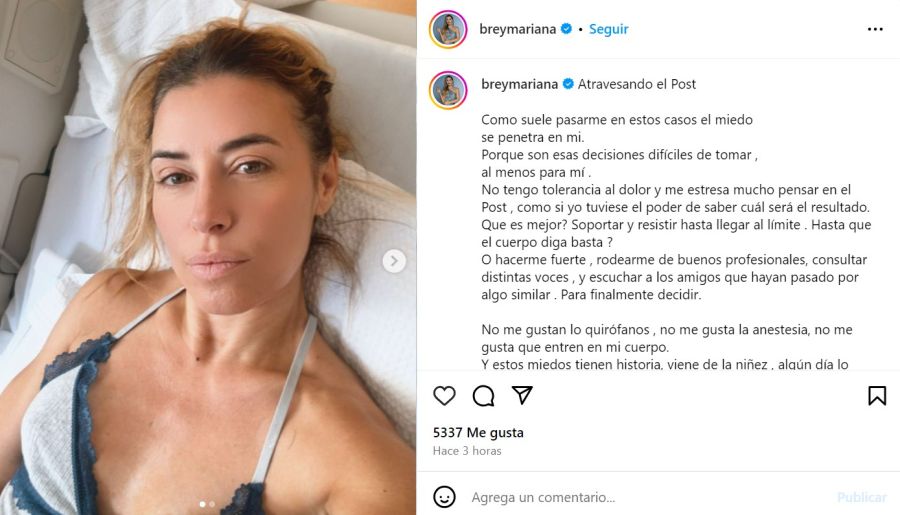 Mariana Brey sobre su estado de salud