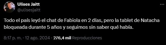 Ulises Jaitt en defensa de Natacha Jaitt por la denuncia de Fabiola Yañez a Alberto Fernández