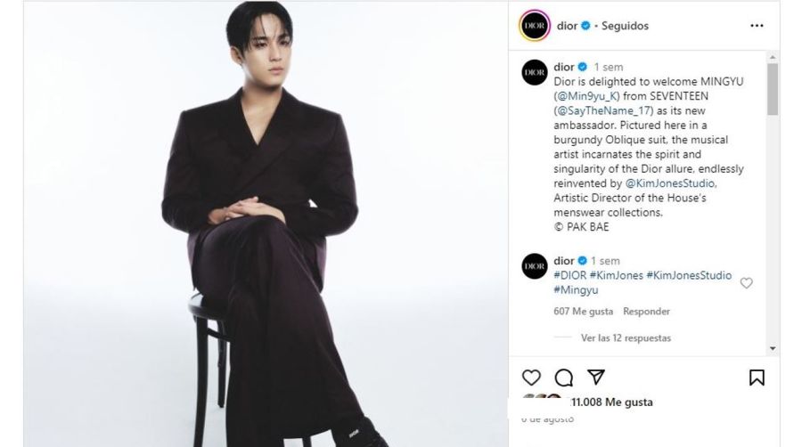 Mingyu embajador de Dior