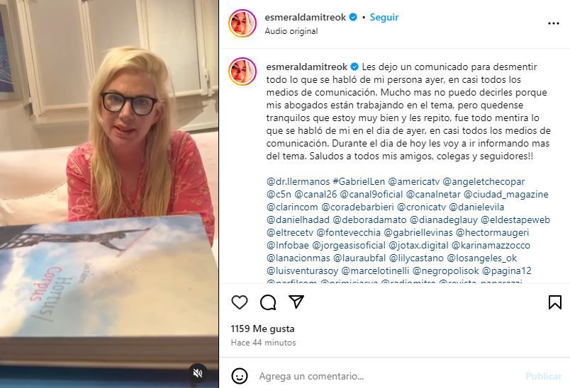 Esmeralda Mitre rompió el silencio: que dijo sobre su salud y presunta internación