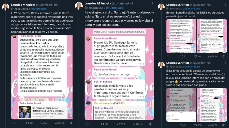 Lourdes Arrieta publicó los chats de cómo se organizó la visita de diputados libertarios a los represores 