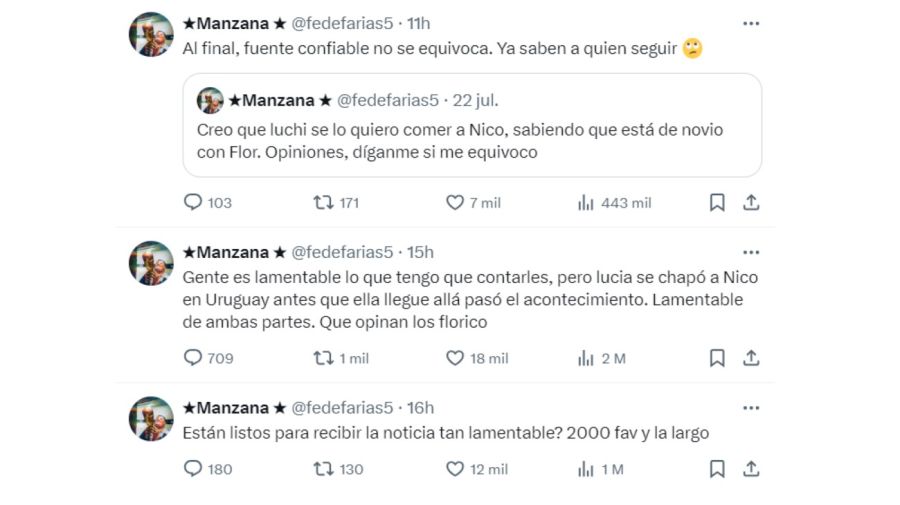 Nicolás Grosman le fue infiel a Florencia Regidor con Lucía Maidana