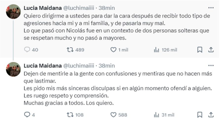 El comunicado de Lucía Maidana