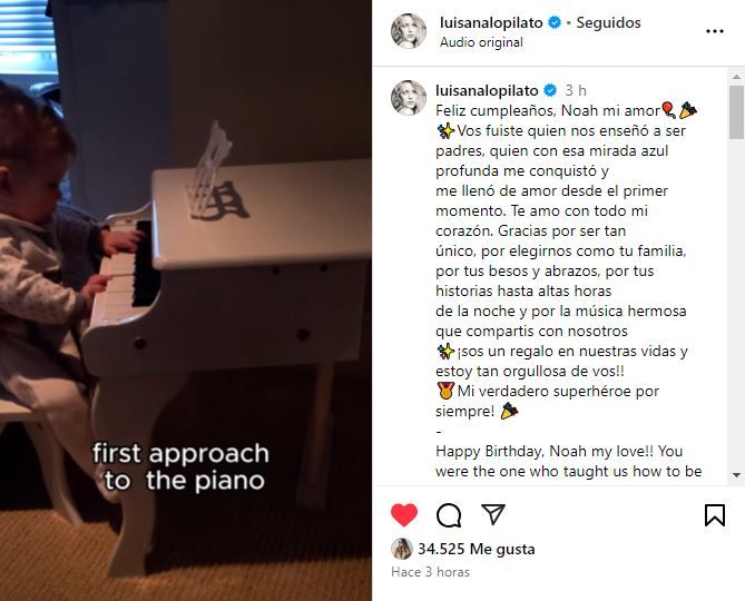 El sentido mensaje de Luisana Lopilato a su hijo, Noah, por su cumpleaños: