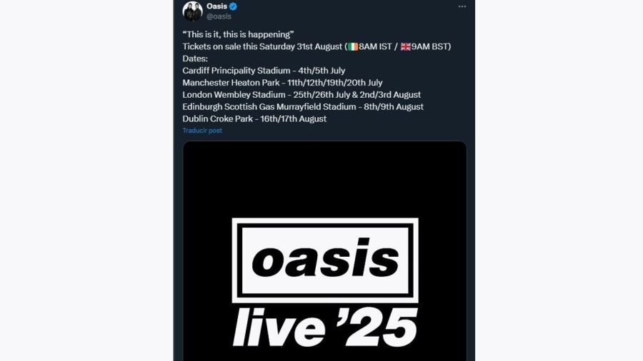 Oasis gira 2025