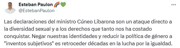 Reacciones a los dichos de Mariano Cúneo Libarona sobre la diversidad sexual