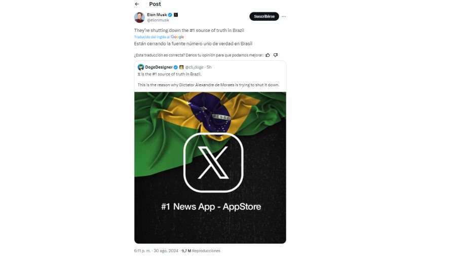 20240830 La respuesta de Elon Musk luego de la suspensión de X en Brasil