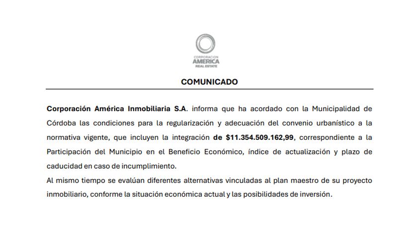 Comunicado de la Corporación América