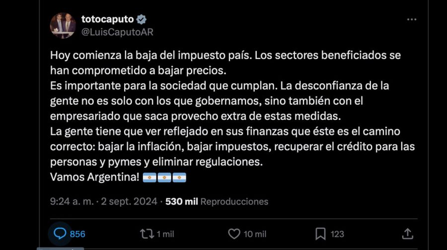 Comienza la baja del impuesto país