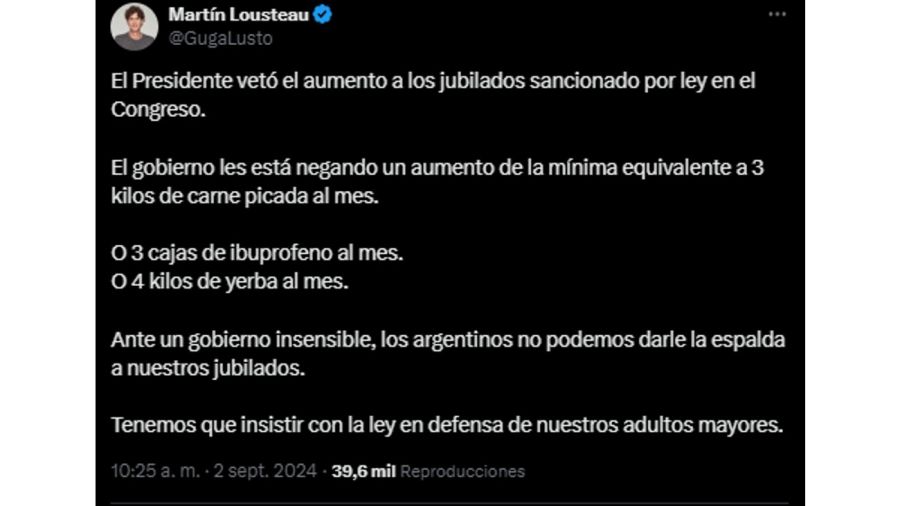 Repercusiones tras el veto de Milei a la ley de jubilaciones 20240902