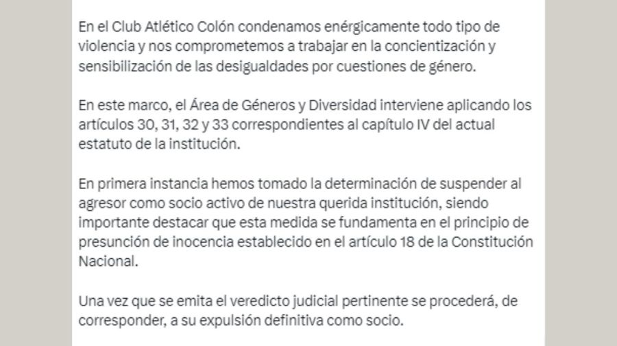 Comunicado Colón