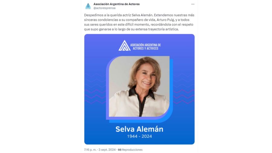 Murió Selva Alemán