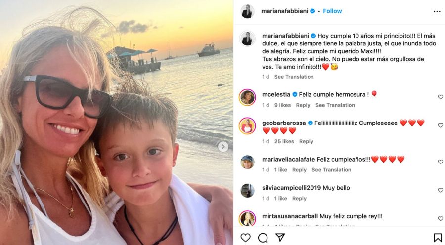 El mensaje de Mariana Fabbiani a su hijo por su cumple