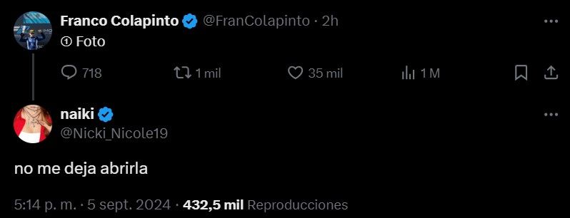 Intercambio entre Nicki Nicole y Franco Colapinto