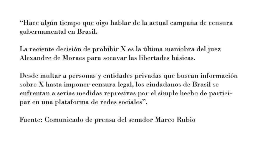 Marco Rubio Senador Republicano y su comentario sobre la red X en Brasil